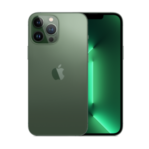 Photo of iPhone 13 Pro Max in Alpine Green. Front view