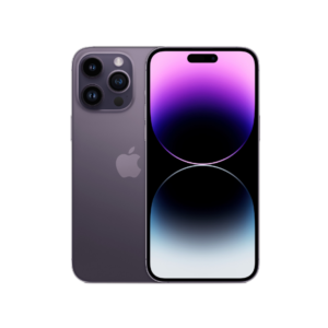 Photo of iPhone 14 Pro Max in Deep Purple. Front view