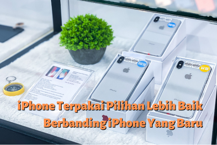 Gambar beberapa iPhone X used warna putih di Taliponiesta, dengan caption: iPhone Terpakai Pilihan Lebih Baik Berbanding iPhone Yang Baru