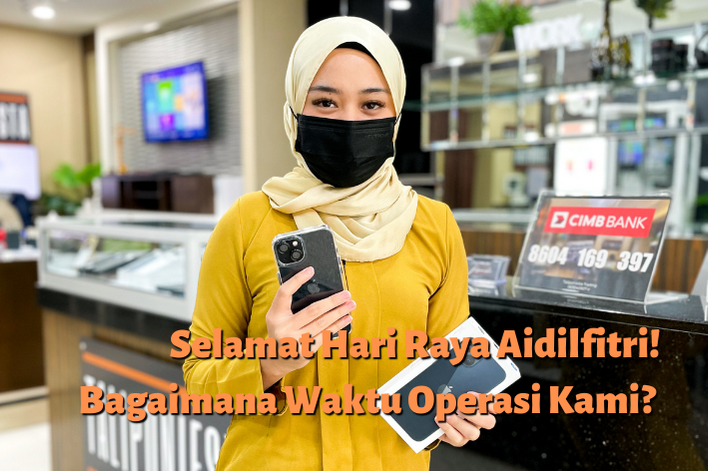 The photo of a customer at Taliponiesta, with caption 'Selamat Hari Raya Aidilfitri! Bagaimana Waktu Operasi Kami'