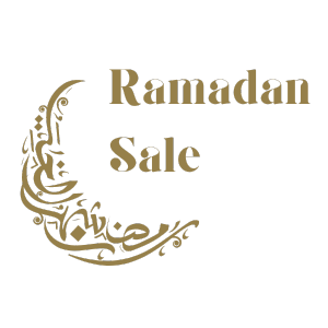 Photo of a wording 'Ramadan Sale' and a calligraphy in the shape of a moon